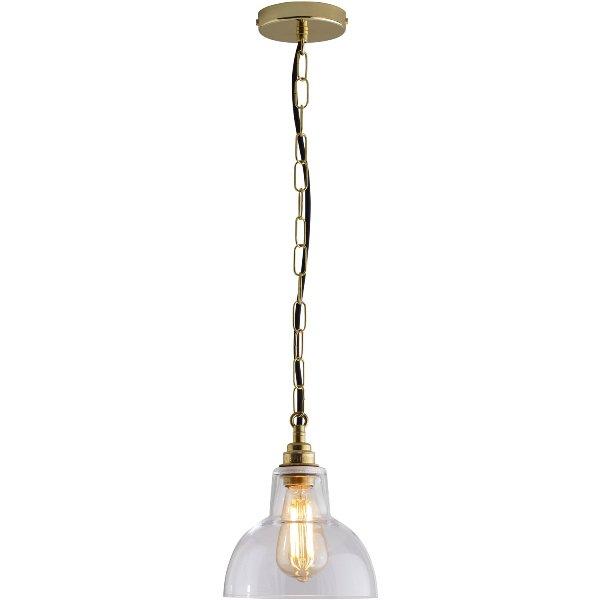 Glass 'York' Pendant Pendant Lights Original BTC Clear + Brass 1 