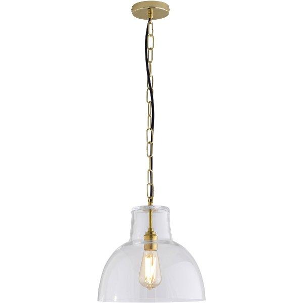 Glass 'York' Pendant Pendant Lights Original BTC Clear + Brass 2 