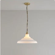 Glass School Pendant Light Pendant Lights Original BTC Medium Opal and Brass 