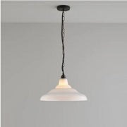 Glass School Pendant Light Pendant Lights Original BTC Medium Opal and Weathered Brass 