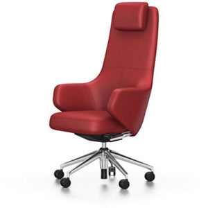 Grand executive highback chair task chair Vitra Leather - Red Hard castors for carpet 