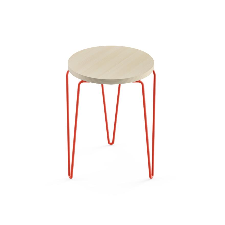 Florence Knoll Hairpin Stacking Table table Knoll Light Ash red powder-coat base 