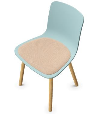 Hal Wood Side Chair w/Seat Upholstery / Hopsak - Nude/Ivory / Shell: Ice Gray / Base: Natural Oak w/Protective Varnish / Felt Glides CA Modern Home 