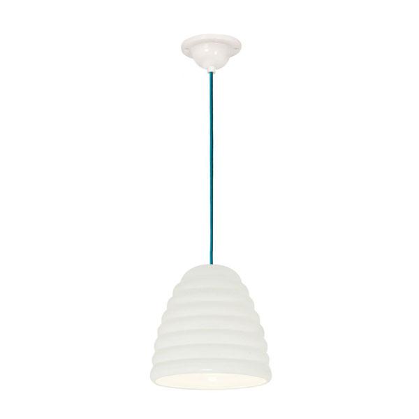 Hector Bibendum Pendant Light Pendant Lights Original BTC Size 2 Natural White with Turquoise Cable 