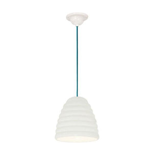Hector Bibendum Pendant Light Pendant Lights Original BTC Size 2 Natural White with Turquoise Cable 