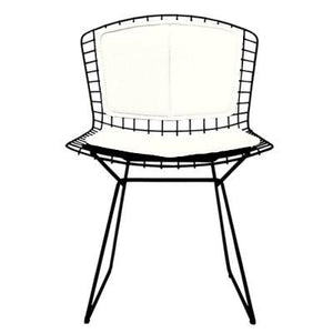 Bertoia Side Chair with Seat and Back Pad Side/Dining Knoll Black Vinyl - White 