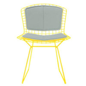 Bertoia Side Chair with Seat and Back Pad Side/Dining Knoll Yellow Vinyl - Fog 