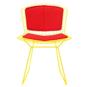 Bertoia Side Chair with Seat and Back Pad Side/Dining Knoll Yellow Vinyl - Red 