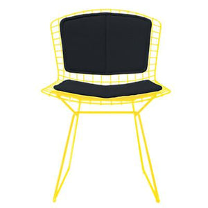 Bertoia Side Chair with Seat and Back Pad Side/Dining Knoll Yellow Vinyl - Black 