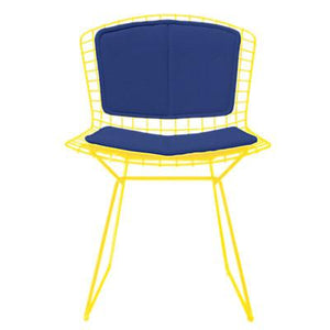 Bertoia Side Chair with Seat and Back Pad Side/Dining Knoll Yellow Vinyl - Blueberry 