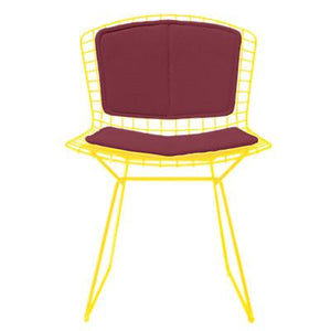 Bertoia Side Chair with Seat and Back Pad Side/Dining Knoll Yellow Vinyl - Claret 