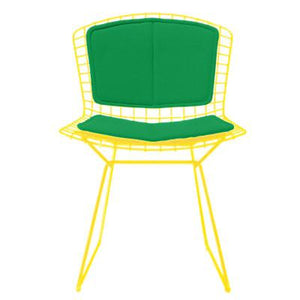 Bertoia Side Chair with Seat and Back Pad Side/Dining Knoll Yellow Vinyl - Lime 