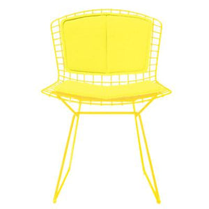Bertoia Side Chair with Seat and Back Pad Side/Dining Knoll Yellow Vinyl - Sunflower 
