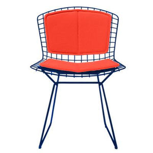 Bertoia Side Chair with Seat and Back Pad Side/Dining Knoll Blue Vinyl - Carrot 