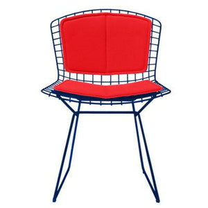 Bertoia Side Chair with Seat and Back Pad Side/Dining Knoll Blue Vinyl - Red 