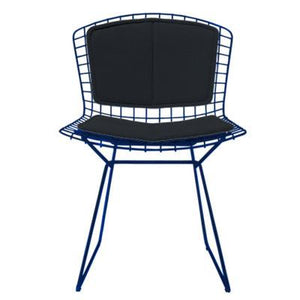 Bertoia Side Chair with Seat and Back Pad Side/Dining Knoll Blue Vinyl - Black 