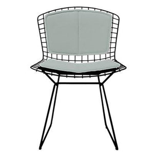 Bertoia Side Chair with Seat and Back Pad Side/Dining Knoll Black Vinyl - Fog 