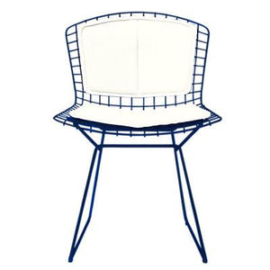 Bertoia Side Chair with Seat and Back Pad Side/Dining Knoll Blue Vinyl - White 