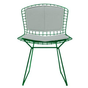 Bertoia Side Chair with Seat and Back Pad Side/Dining Knoll Green Vinyl - Fog 