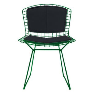 Bertoia Side Chair with Seat and Back Pad Side/Dining Knoll Green Vinyl - Black 