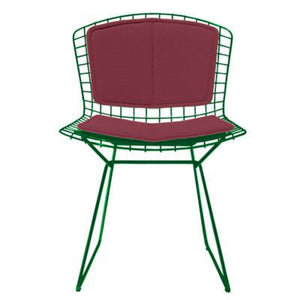 Bertoia Side Chair with Seat and Back Pad Side/Dining Knoll Green Vinyl - Claret 