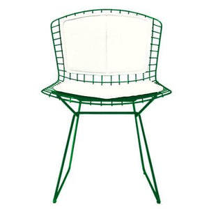 Bertoia Side Chair with Seat and Back Pad Side/Dining Knoll Green Vinyl - White 