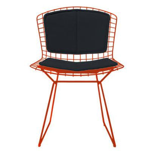 Bertoia Side Chair with Seat and Back Pad Side/Dining Knoll Red Vinyl - Black 