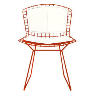 Bertoia Side Chair with Seat and Back Pad Side/Dining Knoll Red Vinyl - White 