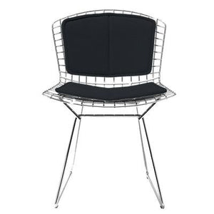 Bertoia Side Chair with Seat and Back Pad Side/Dining Knoll Chrome Vinyl - Black 