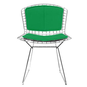 Bertoia Side Chair with Seat and Back Pad Side/Dining Knoll Chrome Vinyl - Lime 