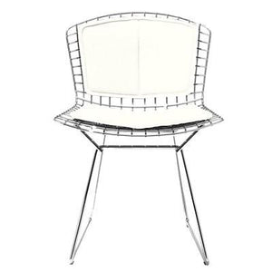Bertoia Side Chair with Seat and Back Pad Side/Dining Knoll Chrome Vinyl - White 