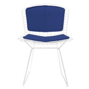 Bertoia Side Chair with Seat and Back Pad Side/Dining Knoll White Vinyl - Blueberry 