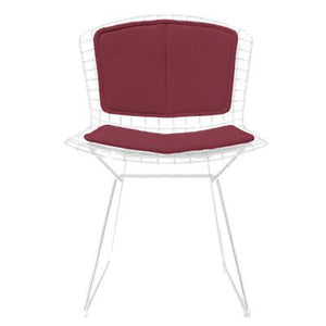 Bertoia Side Chair with Seat and Back Pad Side/Dining Knoll White Vinyl - Claret 