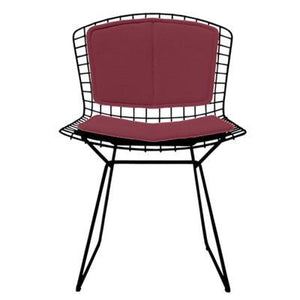 Bertoia Side Chair with Seat and Back Pad Side/Dining Knoll Black Vinyl - Claret 