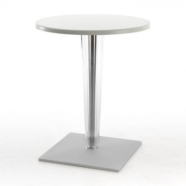 Toptop Pleated Leg & Base - Laminated Top table Kartell Square 23.625" White Round Top