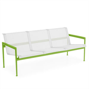 1966 Three Seat Lounge Chair With Arms Outdoors Knoll Lime Green Frame with White Mesh & Strap 
