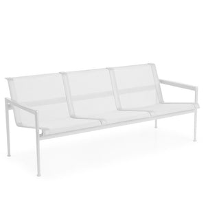1966 Three Seat Lounge Chair With Arms Outdoors Knoll White Frame with White Mesh & Strap 
