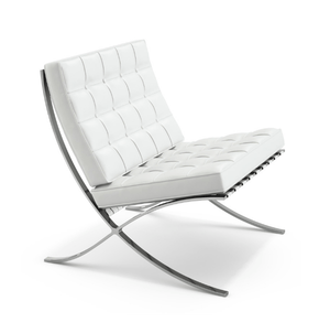 Barcelona Chair lounge chair Knoll chrome plated Volo White 