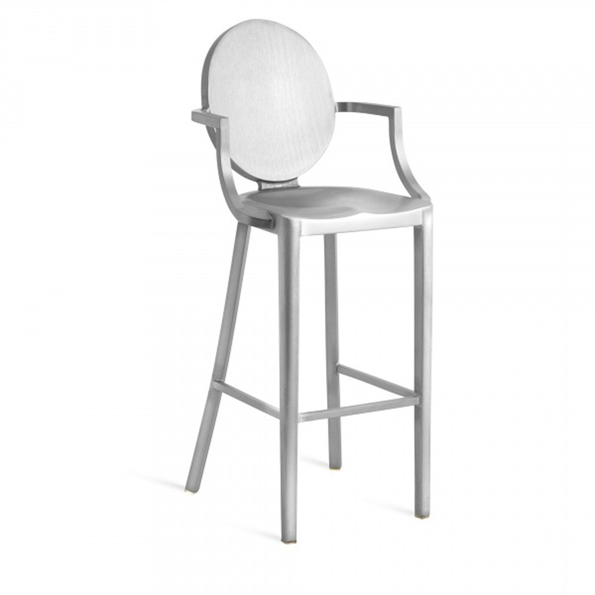 Kong Barstool With Arms By Emeco bar seating Emeco Brushed Left Black Vinyl Seat Pad