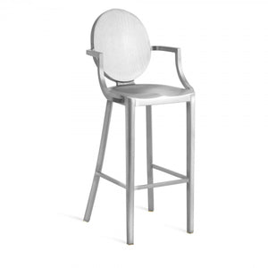 Kong Barstool With Arms By Emeco bar seating Emeco Brushed Left Black Vinyl Seat Pad