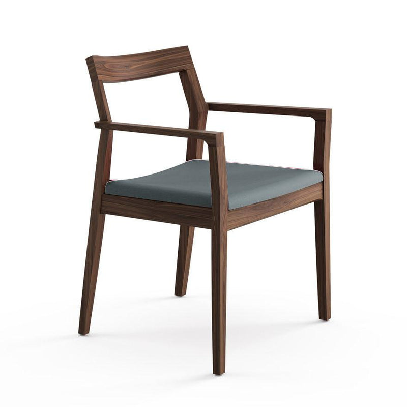 Krusin Armchair Side/Dining Knoll American Walnut +$220.00 Smoke Classic Boucle 