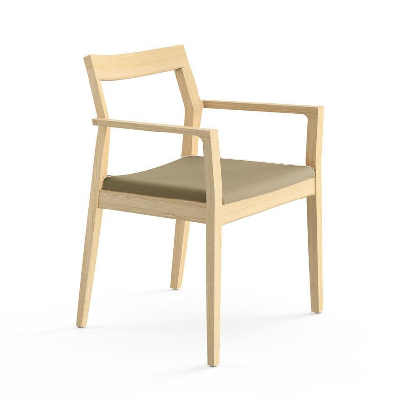 Krusin Armchair Side/Dining Knoll Natural Oak Flax Classic Boucle 