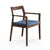 Krusin Side Chair Side/Dining Knoll with Arms American Walnut Hourglass - Indigo