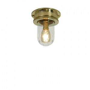 Miniature Ship’s Well Glass Ceiling Light ceiling lights Original BTC Polished Brass Clear Glass 