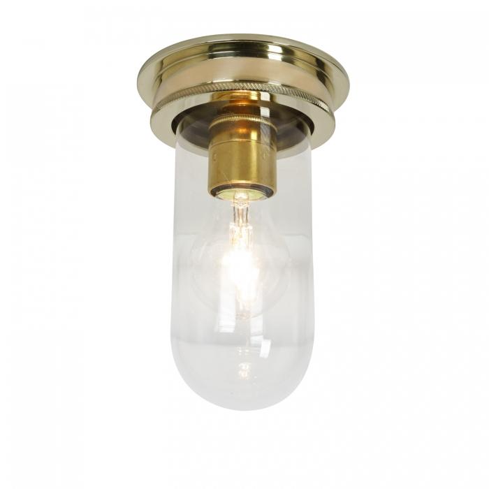 Weatherproof Ship's Well Glass Light Outdoor Lighting Original BTC Polished Brass Clear Glass 
