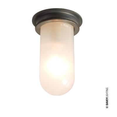 Weatherproof Ship's Well Glass Light Outdoor Lighting Original BTC Weathered Brass Frosted Glass 