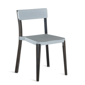 Emeco Lancaster Stacking Chair Side/Dining Emeco Dark Wood Frame Light Grey Seat & Back - No Pads 