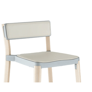 Emeco Lancaster Stacking Chair Side/Dining Emeco Light Wood Frame Light Grey Seat & Back - Off-White Seat Pads + $75.00 