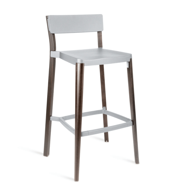 Emeco Lancaster Bar Stool bar seating Emeco Dark Stained Ash Light Gray Gray No Seat Pad