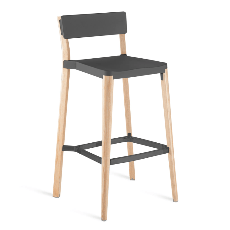 Emeco Lancaster Bar Stool bar seating Emeco Natural Ash Dark Gray No Seat Pad